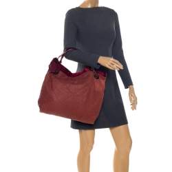 Pre Owned Lanvin Rust/Red Leather/Satin and Patent Leather Amalia Cabas Tote