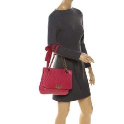 Pre Owned Lanvin Magenta Leather Happy Shoulder Bag