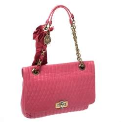 Pre Owned Lanvin Magenta Leather Happy Shoulder Bag