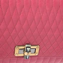 Pre Owned Lanvin Magenta Leather Happy Shoulder Bag
