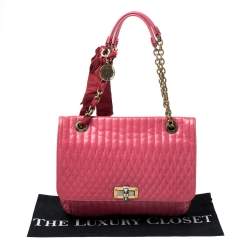 Pre Owned Lanvin Magenta Leather Happy Shoulder Bag