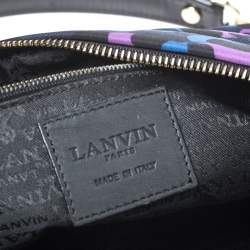 Pre Owned Lanvin Multicolor Printed Nylon and Patent Leather Shoulder Bag