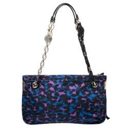 Pre Owned Lanvin Multicolor Printed Nylon and Patent Leather Shoulder Bag