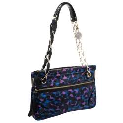 Pre Owned Lanvin Multicolor Printed Nylon and Patent Leather Shoulder Bag