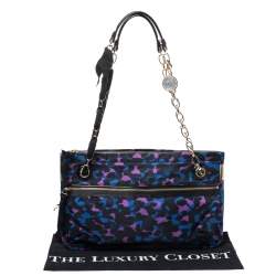 Pre Owned Lanvin Multicolor Printed Nylon and Patent Leather Shoulder Bag