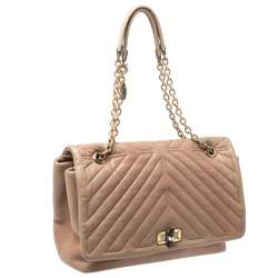 Pre Owned Lanvin Beige Quilted Leather Medium Happy Shoulder Bag