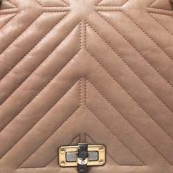Pre Owned Lanvin Beige Quilted Leather Medium Happy Shoulder Bag