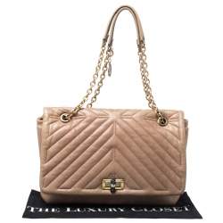 Pre Owned Lanvin Beige Quilted Leather Medium Happy Shoulder Bag