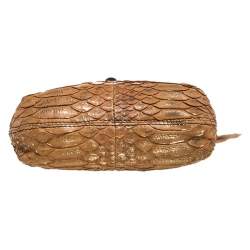 Pre Owned Lanvin Metallic Brown Python Mini Happy Shoulder Bag