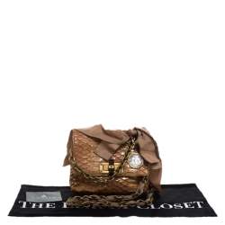 Pre Owned Lanvin Metallic Brown Python Mini Happy Shoulder Bag