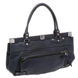 Lanvin Blue Leather Frame Satchel 