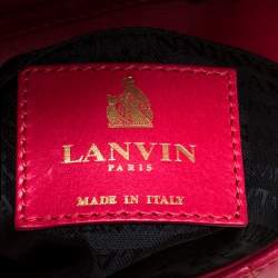 Pre Owned Lanvin Red Quilted Leather Mini Pop Crossbody Bag