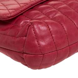 Pre Owned Lanvin Red Quilted Leather Mini Pop Crossbody Bag