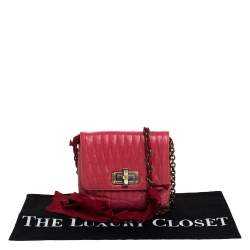 Pre Owned Lanvin Red Quilted Leather Mini Pop Crossbody Bag