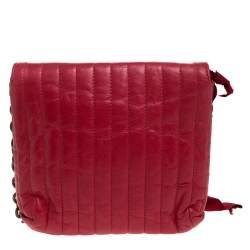 Pre Owned Lanvin Red Quilted Leather Mini Pop Crossbody Bag