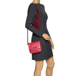 Pre Owned Lanvin Red Quilted Leather Mini Pop Crossbody Bag