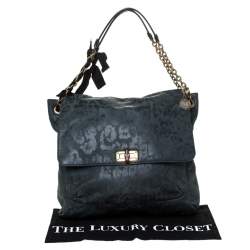 Pre Owned Lanvin Green Leather Happy Shoulder Bag