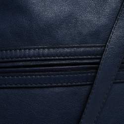 Pre Owned Lanvin Navy Blue Leather Foldover Tote