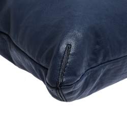 Pre Owned Lanvin Navy Blue Leather Foldover Tote