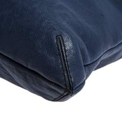 Pre Owned Lanvin Navy Blue Leather Foldover Tote