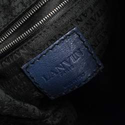 Pre Owned Lanvin Navy Blue Leather Foldover Tote