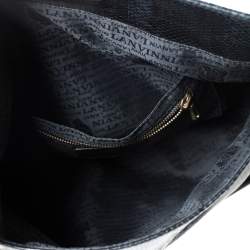 Pre Owned Lanvin Black Snakeskin Effect Patent Leather Happy Flap Shoulder Bag