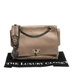 Pre Owned Lanvin  Beige Leather Happy Flap Shoulder Bag