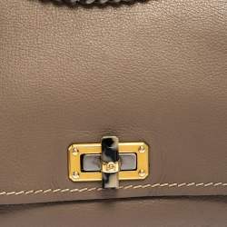 Pre Owned Lanvin  Beige Leather Happy Flap Shoulder Bag