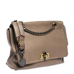 Pre Owned Lanvin  Beige Leather Happy Flap Shoulder Bag