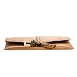 Pre Owned Lanvin Brown Leather Envelope Tassel Clutch