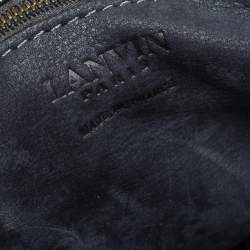 Pre Owned Lanvin Dark Blue Python Kentucky Tote