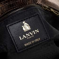 Pre Owned Lanvin Metallic Gold Lizard Embossed Leather Happy Shoulder Bag