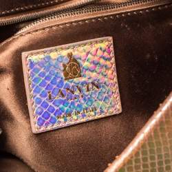 Lanvin Peach Holographic Python Happy Shoulder Bag
