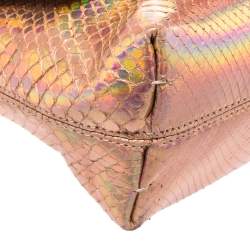Lanvin Peach Holographic Python Happy Shoulder Bag
