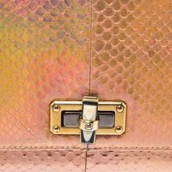 Lanvin Peach Holographic Python Happy Shoulder Bag