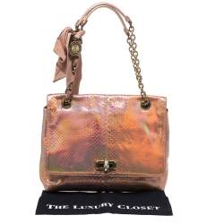 Lanvin Peach Holographic Python Happy Shoulder Bag