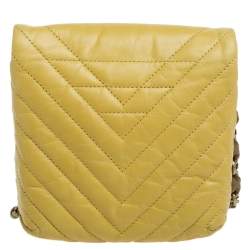 Pre Owned Lanvin Yellow Quilted Leather Mini Happy Crossbody Bag