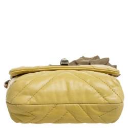 Pre Owned Lanvin Yellow Quilted Leather Mini Happy Crossbody Bag