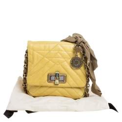 Pre Owned Lanvin Yellow Quilted Leather Mini Happy Crossbody Bag