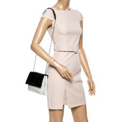 Pre Owned Lanvin Black/Cream Textured Leather Sugar Shoulder Bag