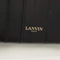 Pre Owned Lanvin Black/Cream Textured Leather Sugar Shoulder Bag