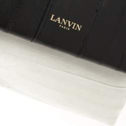 Pre Owned Lanvin Black/Cream Textured Leather Sugar Shoulder Bag