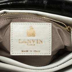 Pre Owned Lanvin Black/Cream Textured Leather Sugar Shoulder Bag