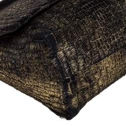 Pre Owned Lanvin Gold/Black Calfhair Medium Happy Shoulder Bag