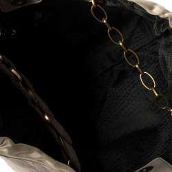 Pre Owned Lanvin Grey/Olive Green Quilted Leather Amalia Cabas Tote