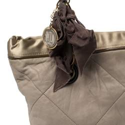 Pre Owned Lanvin Grey/Olive Green Quilted Leather Amalia Cabas Tote