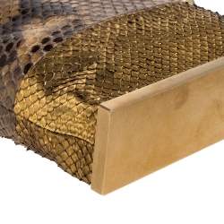 Lanvin Beige/Gold Python Metal Edge Pouch