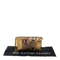 Lanvin Beige/Gold Python Metal Edge Pouch