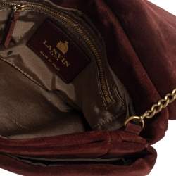 Pre Owned Lanvin Burgundy Suede Mini Sugar Shoulder Bag