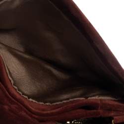 Pre Owned Lanvin Burgundy Suede Mini Sugar Shoulder Bag